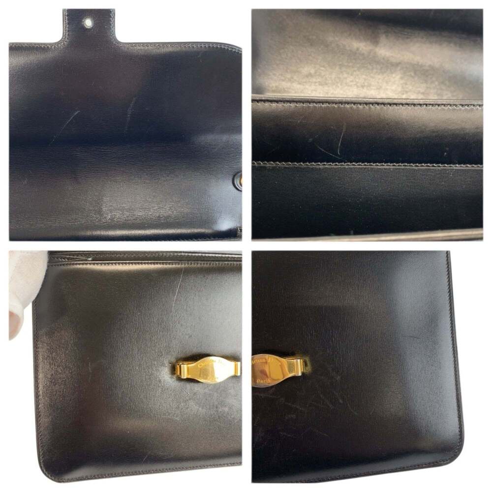 CHRISTIAN DIOR Vintage Black Leather Shoulder Bag - Picture 5 of 10